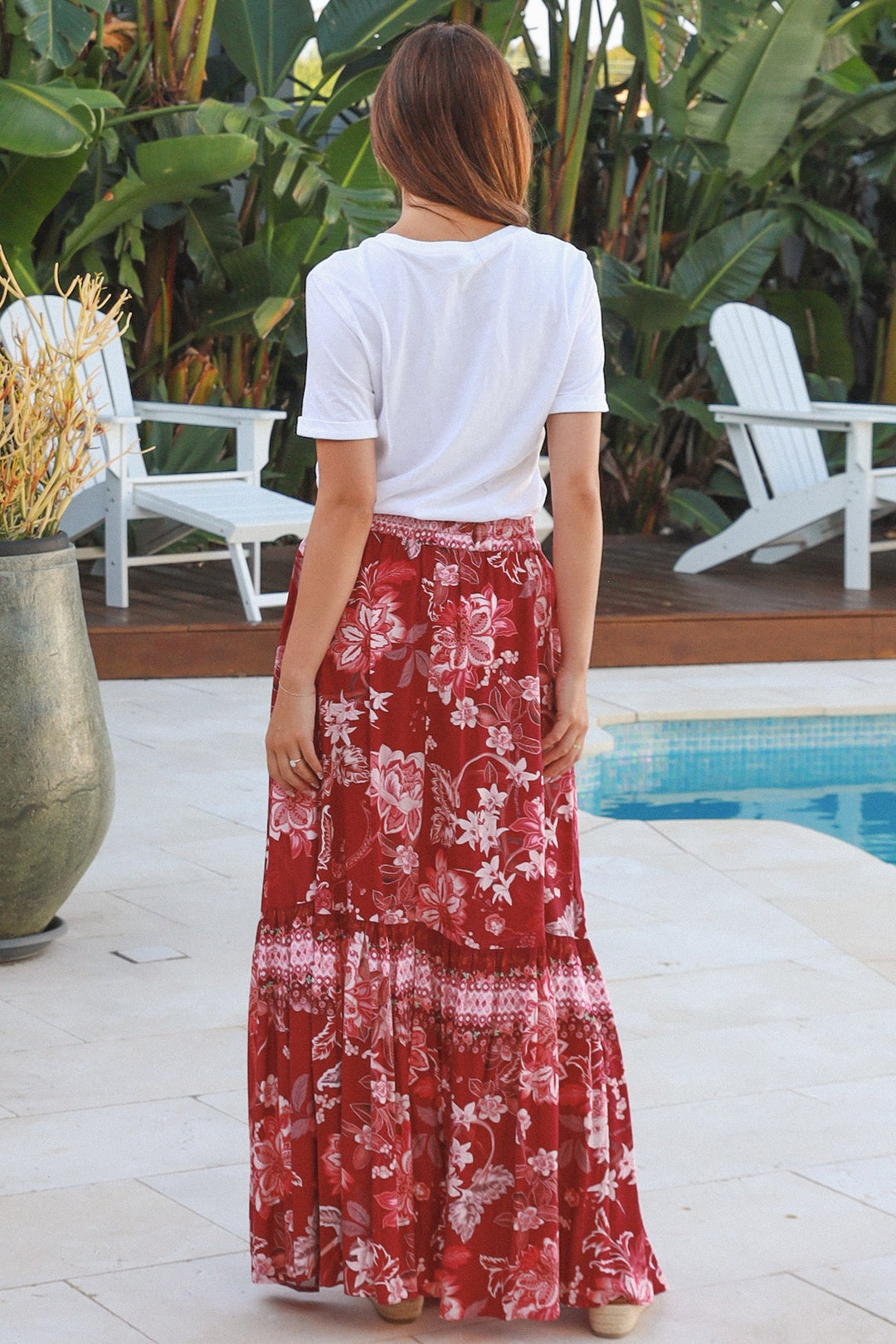 Fiona Skirt - Maroon Floral