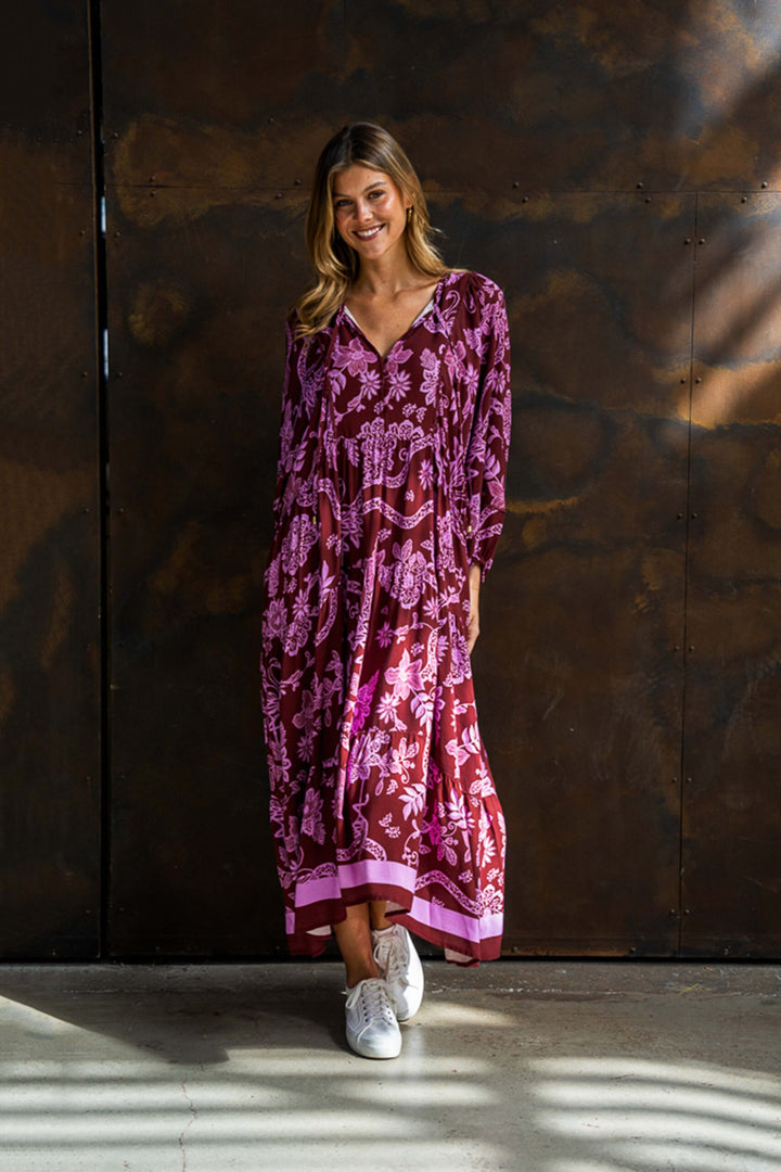 Franca Maxi Dress – Maroon Lilac