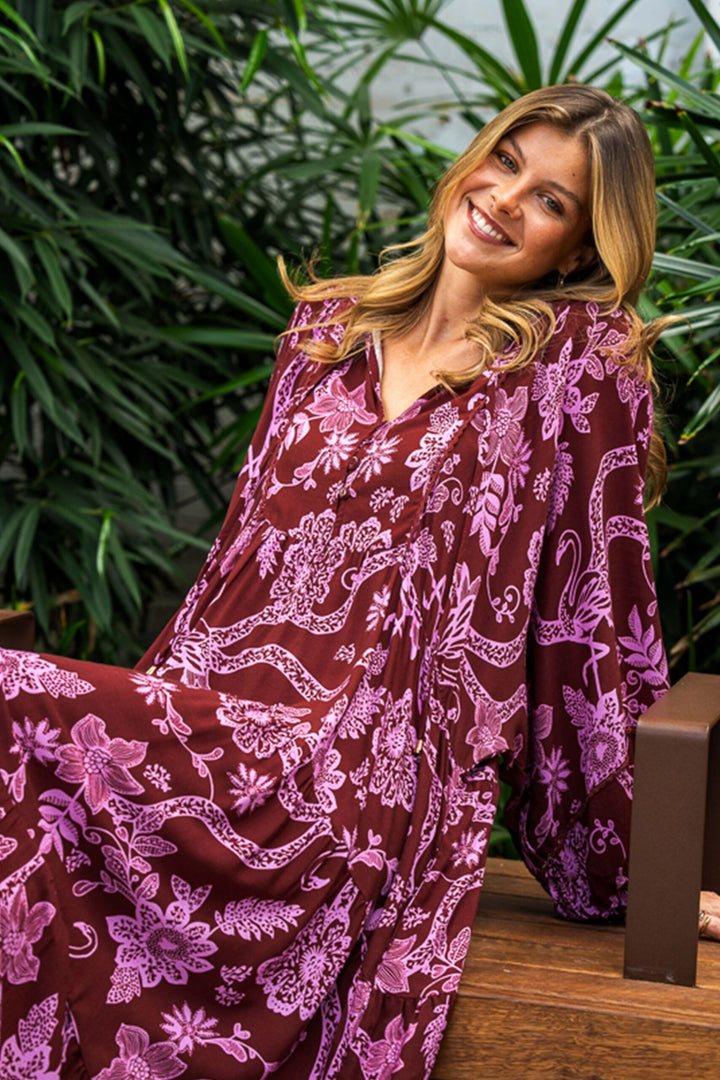 Franca Maxi Dress – Maroon Lilac