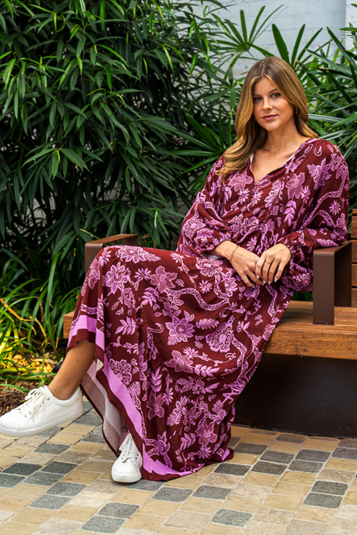 Franca Maxi Dress – Maroon Lilac