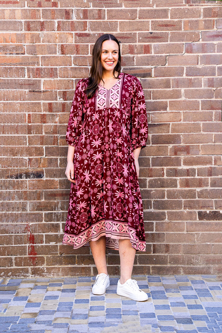 Frazer Midi Dress – Red Floral