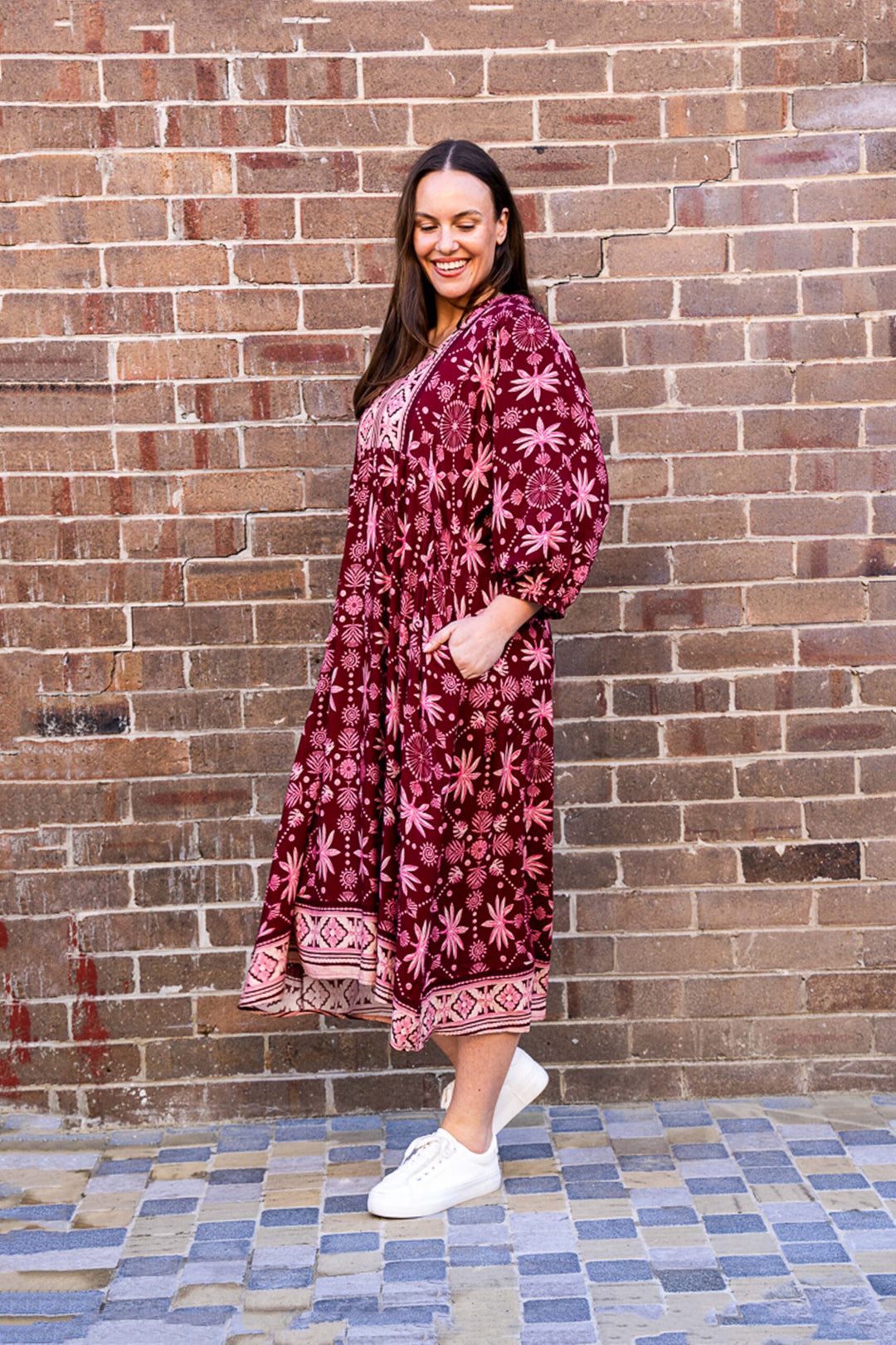 Frazer Midi Dress – Red Floral
