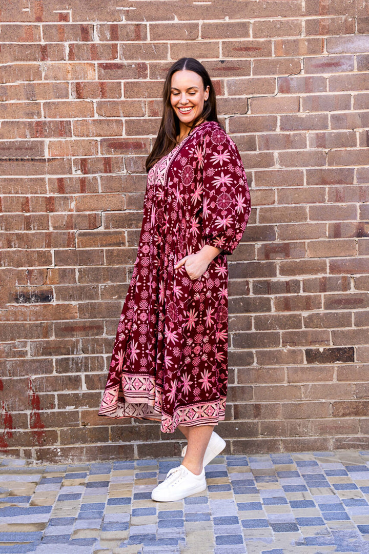 Frazer Midi Dress – Red Floral