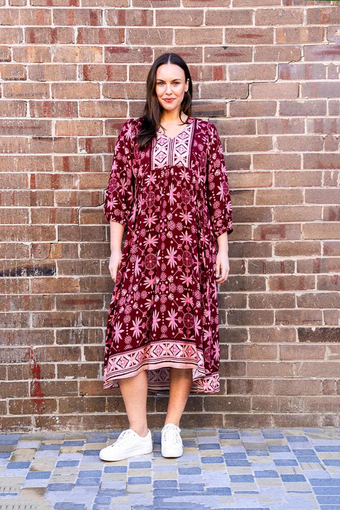 Frazer Midi Dress – Red Floral