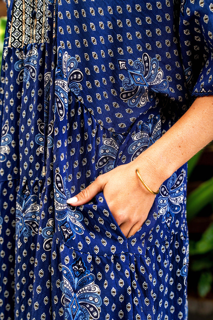 Fuentes Dress-Blue print