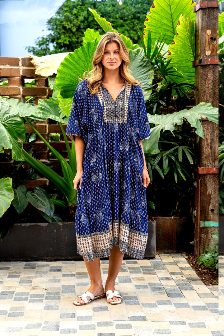 Fuentes Dress-Blue print