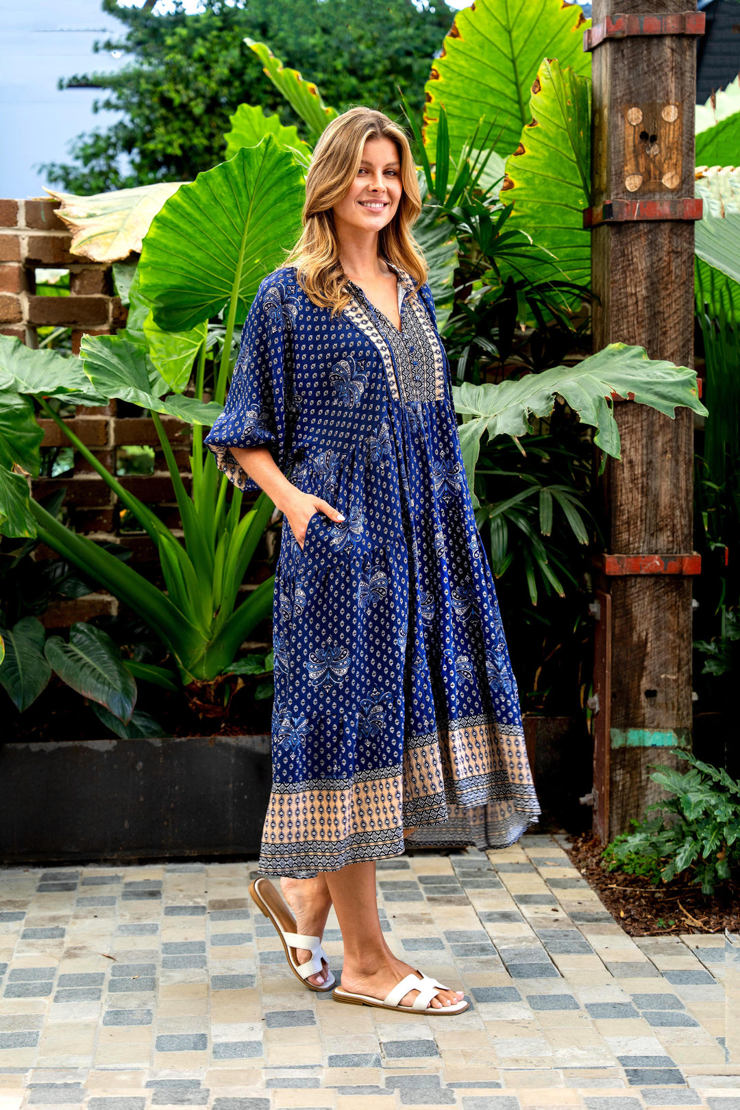 Fuentes Dress-Blue print