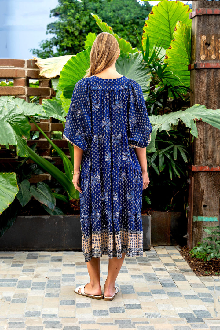 Fuentes Dress-Blue print