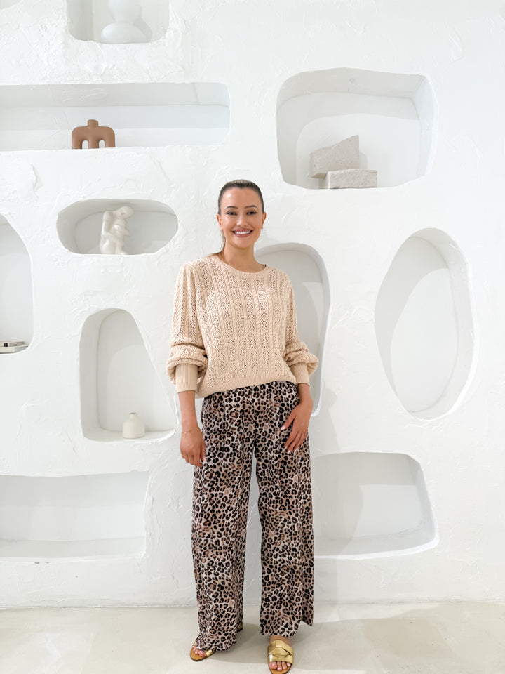 Harper Leopard Print Pants - Mocha