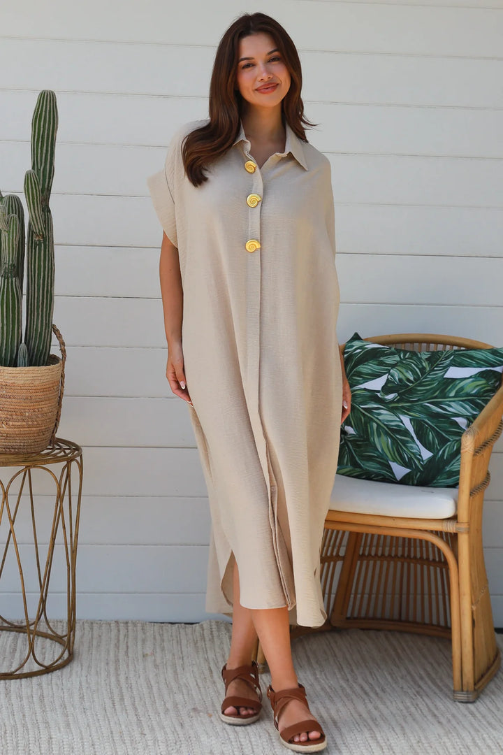 Ivy Shirt Dress – Beige
