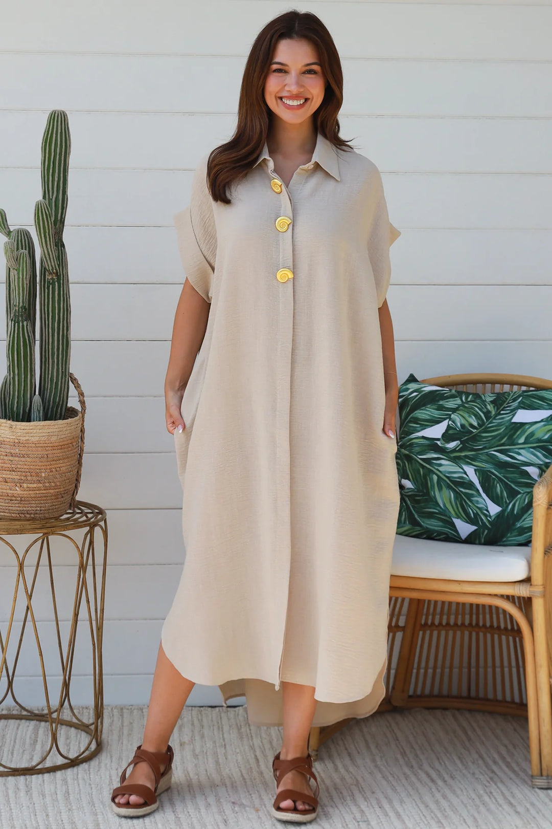 Ivy Shirt Dress – Beige