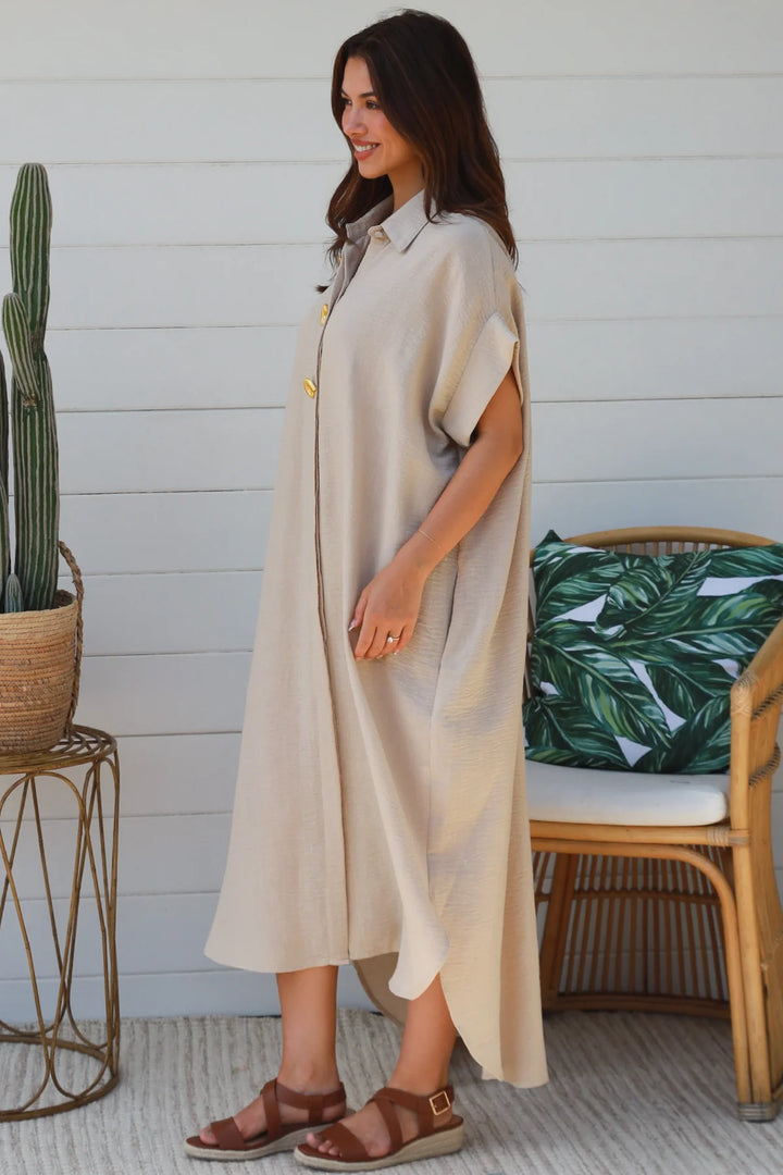Ivy Shirt Dress – Beige