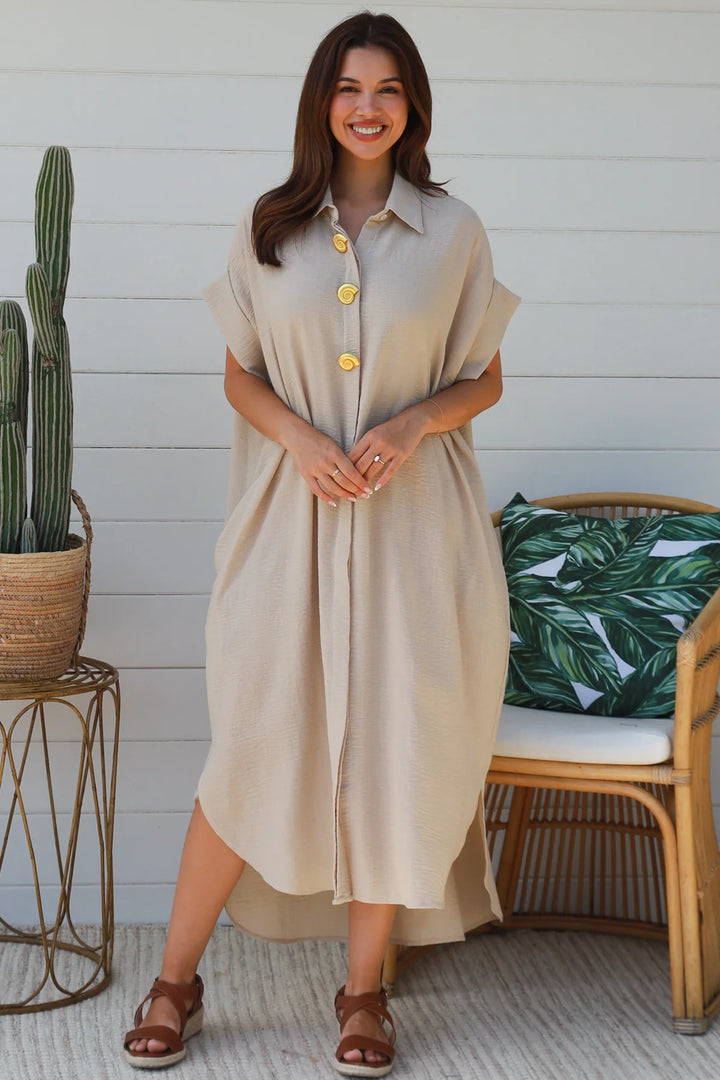 Ivy Shirt Dress – Beige