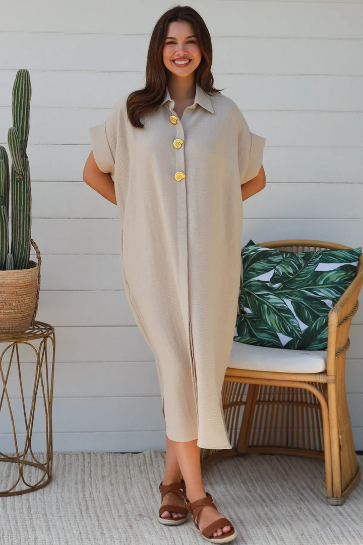 Ivy Shirt Dress – Beige