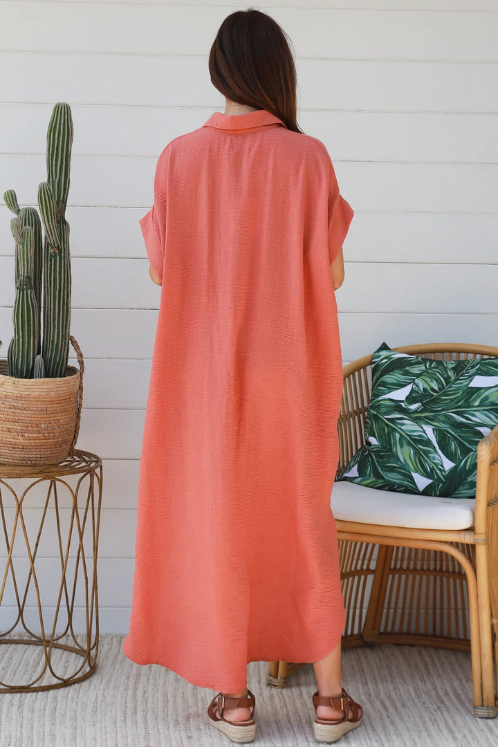 Ivy Shirt Dress – Coral