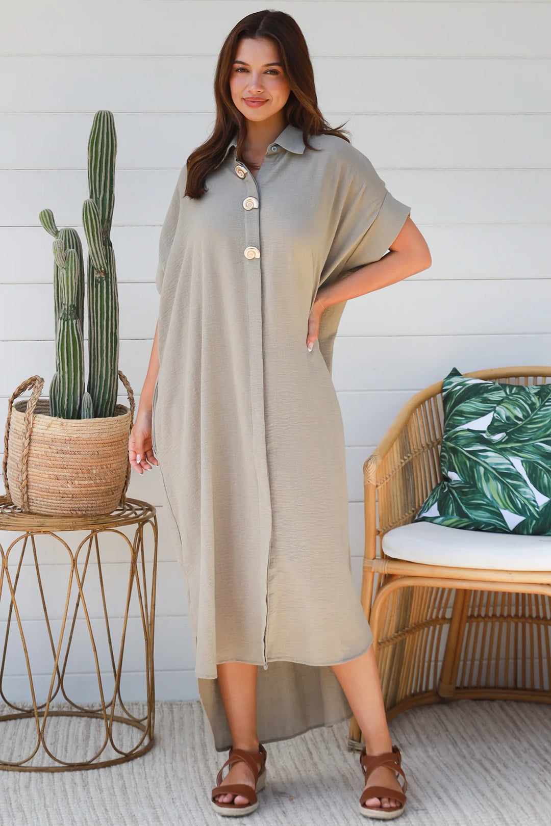 Ivy Shirt Dress – Stone