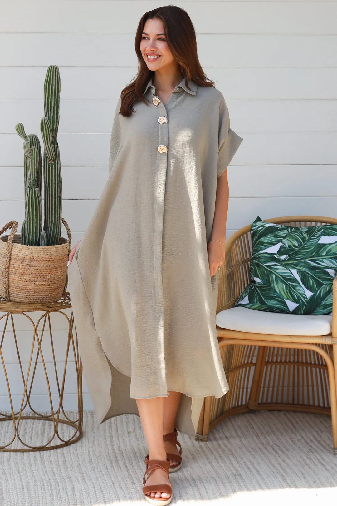 Ivy Shirt Dress – Stone