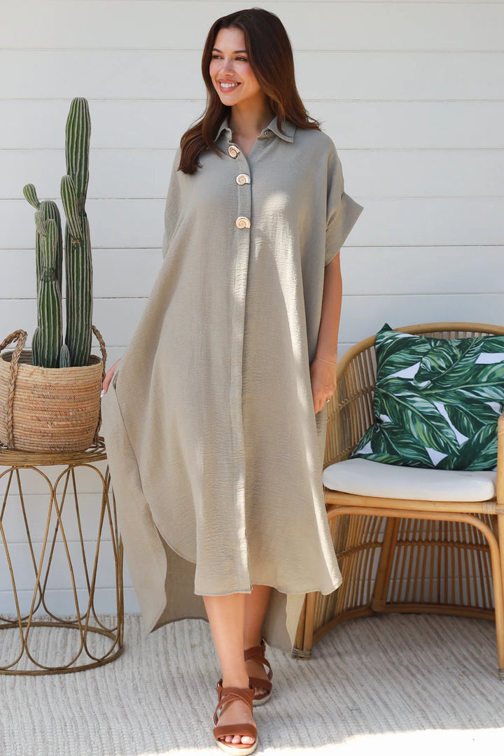 Ivy Shirt Dress – Stone