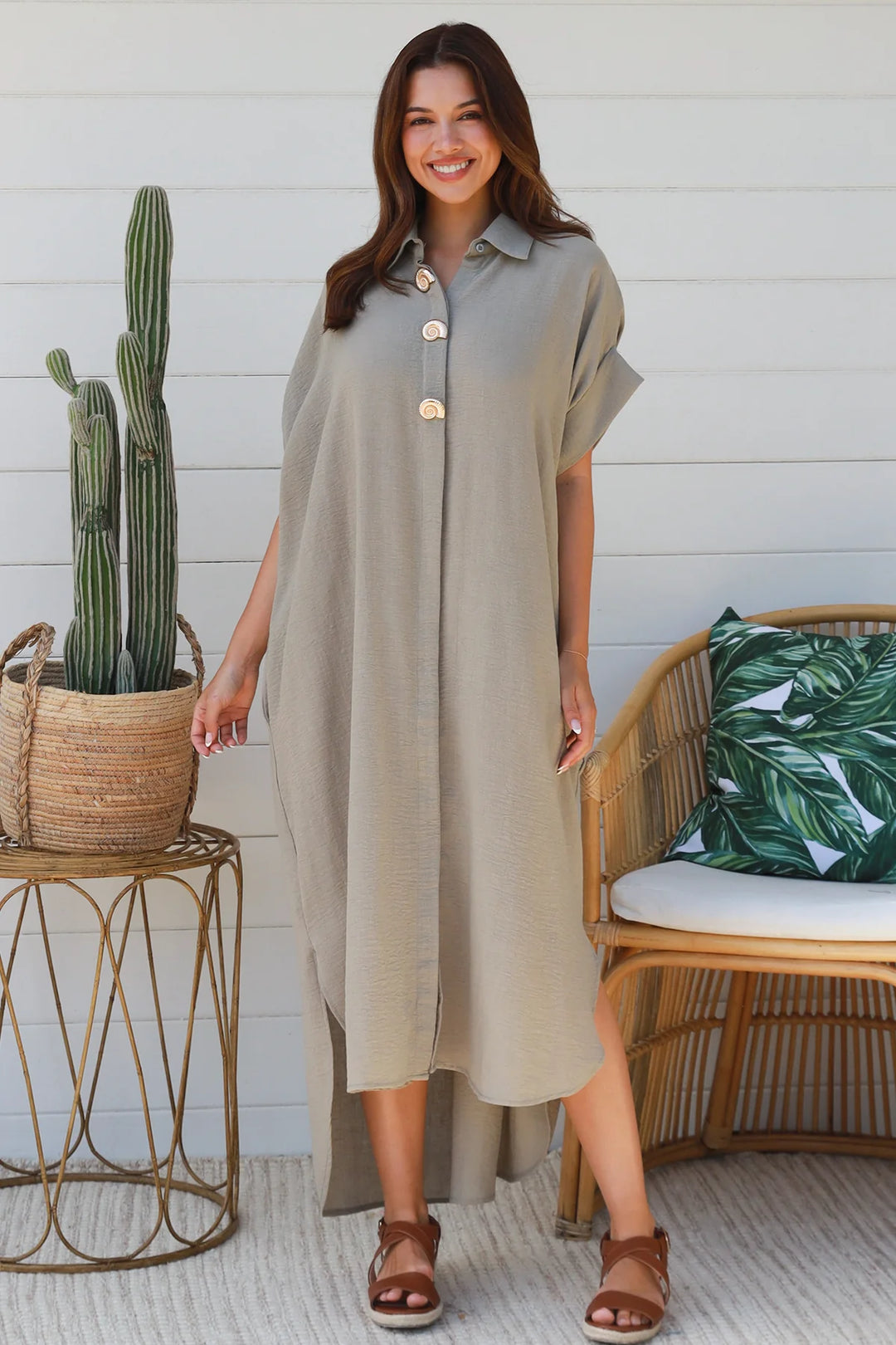 Ivy Shirt Dress – Stone