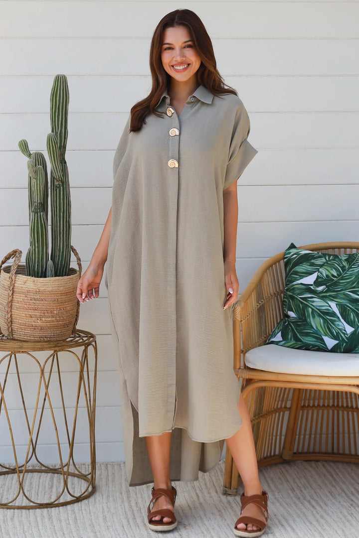 Ivy Shirt Dress – Stone