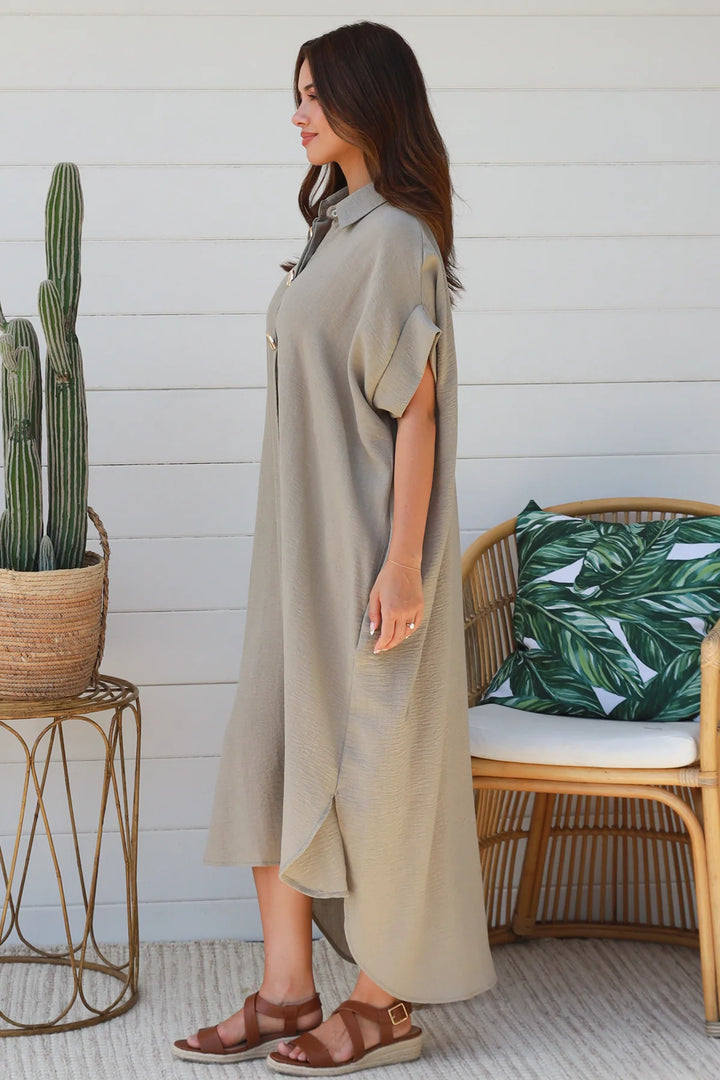 Ivy Shirt Dress – Stone