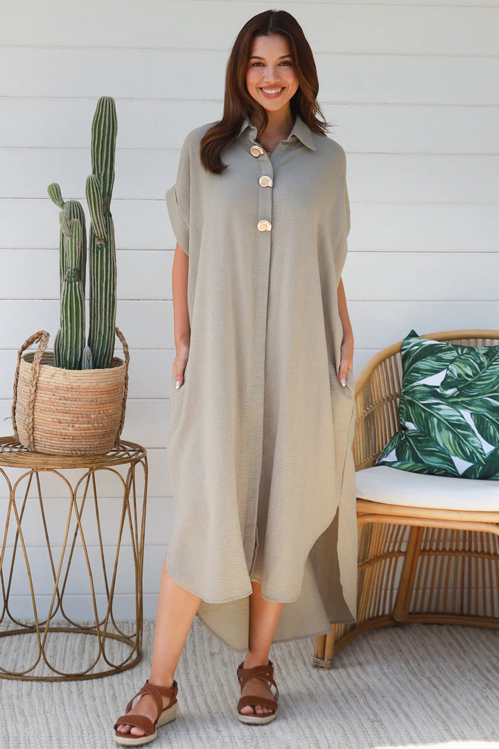 Ivy Shirt Dress – Stone