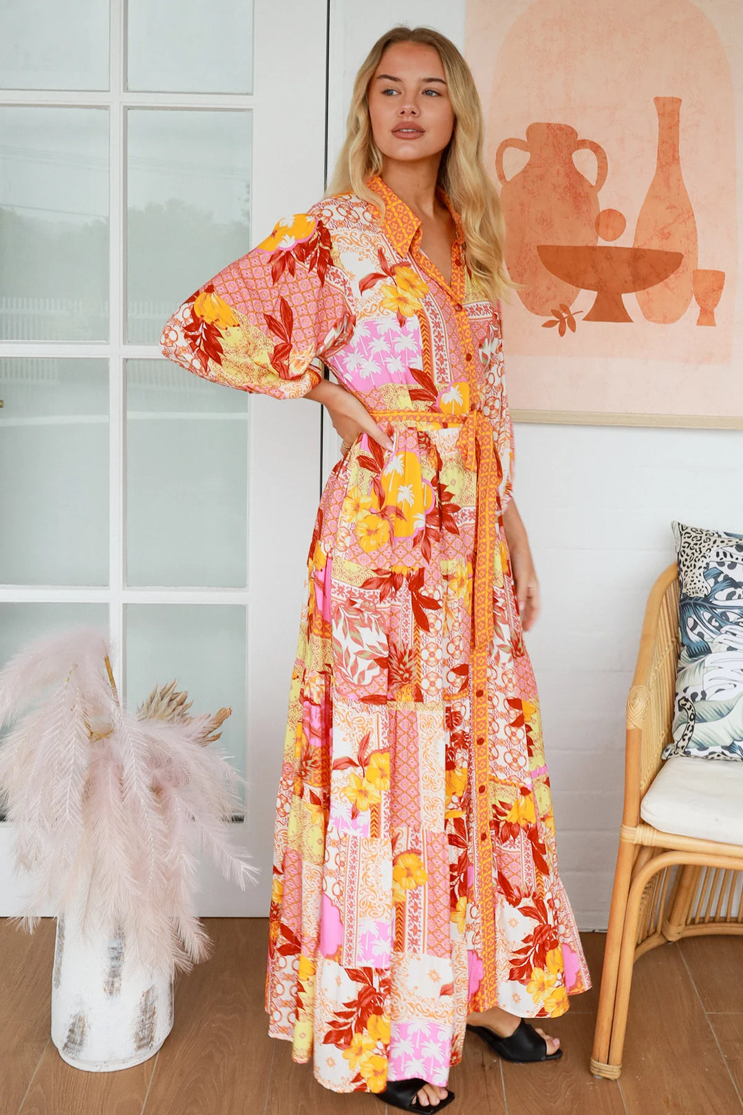 Jacqueline 3/4 Sleeve Maxi Dress