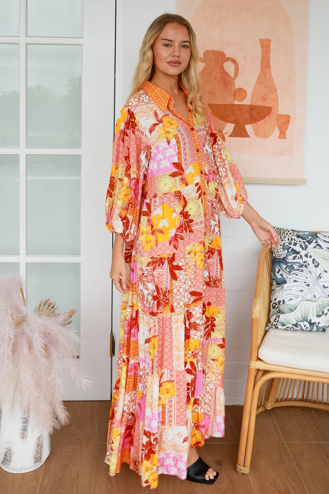 Jacqueline 3/4 Sleeve Maxi Dress