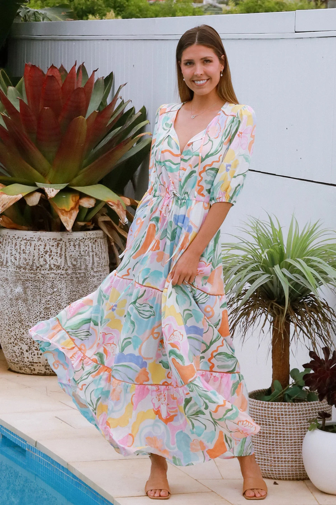 Kali Maxi Dress – Light Floral Print