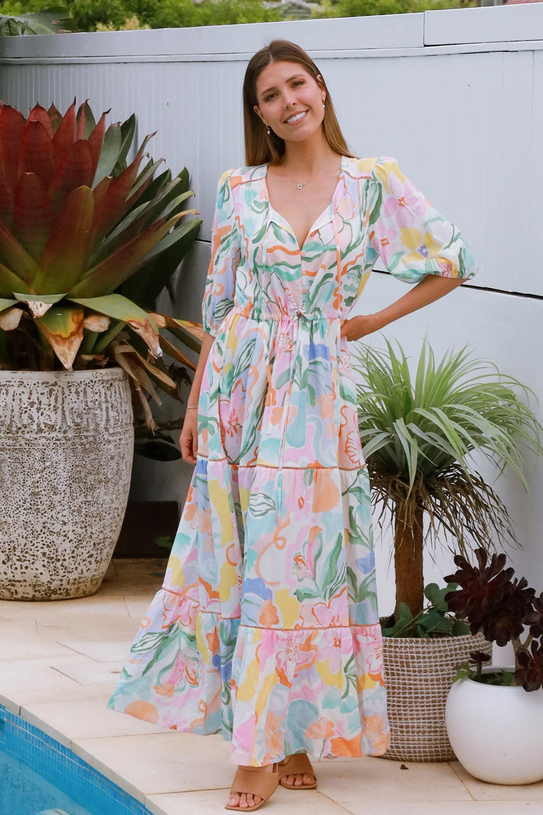Kali Maxi Dress – Light Floral Print