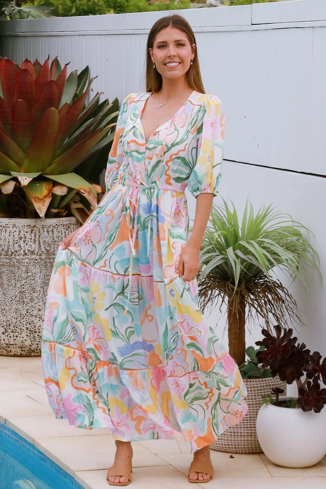 Kali Maxi Dress – Light Floral Print
