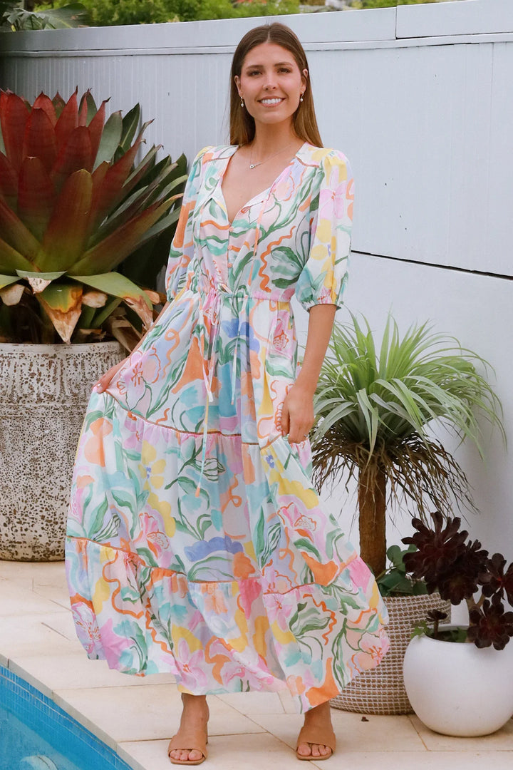 Kali Maxi Dress – Light Floral Print