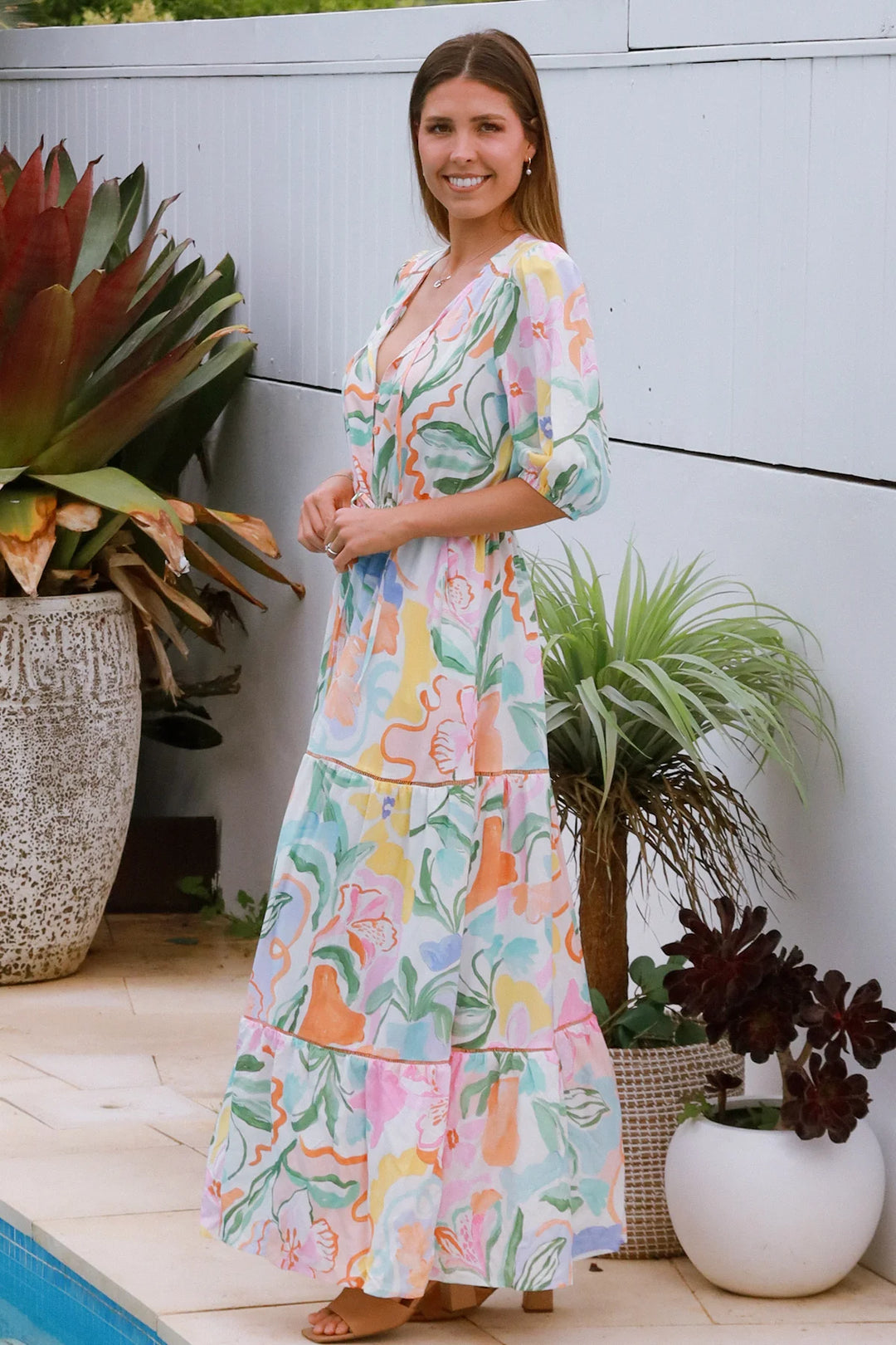 Kali Maxi Dress – Light Floral Print