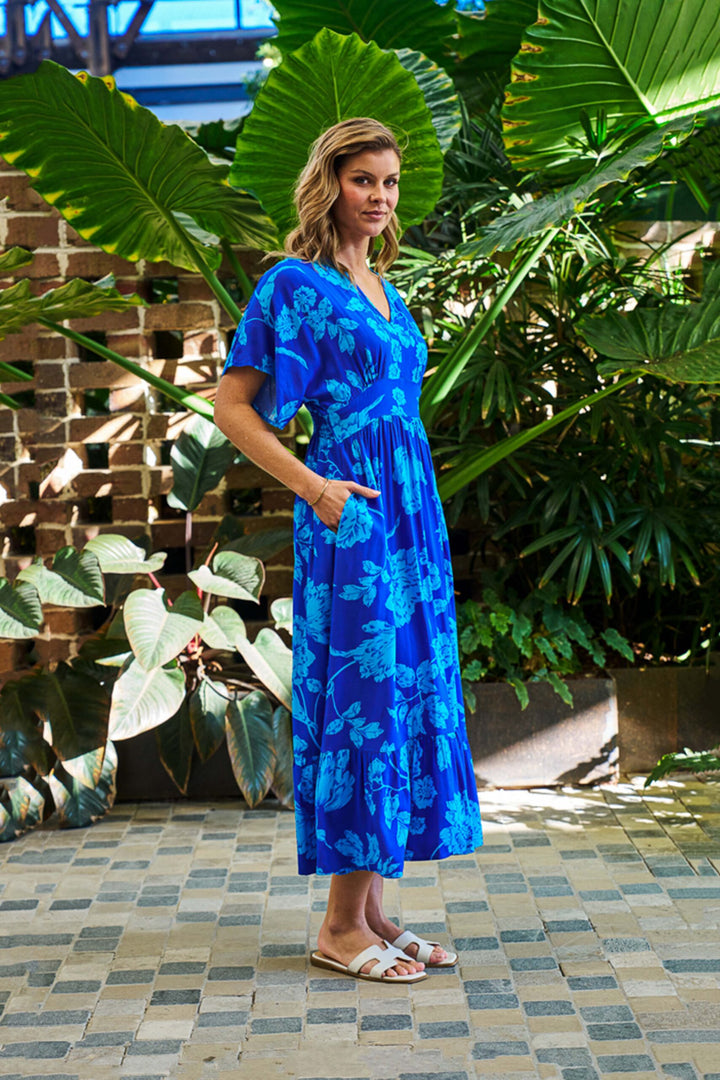 Kayden Midi Dress – Blue Spirit Blossoms