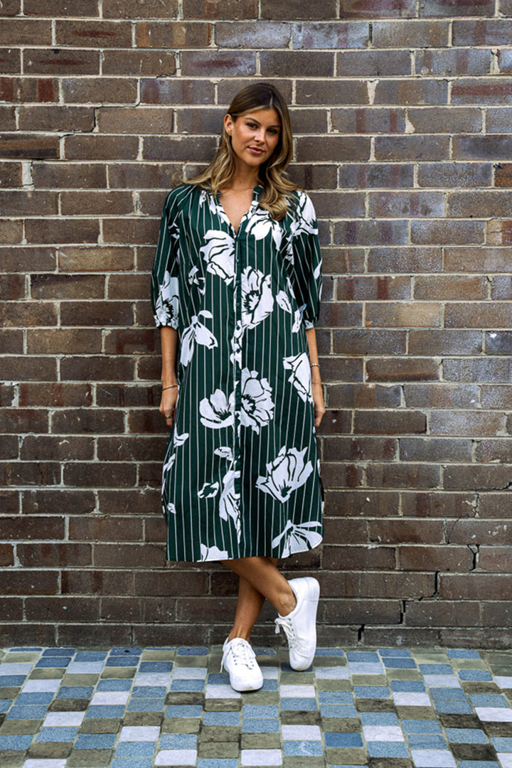 Keaton Midi Dress – Green Floral