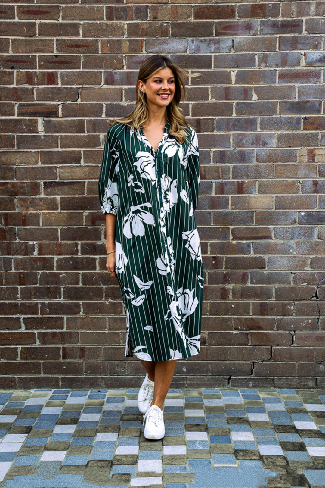 Keaton Midi Dress – Green Floral