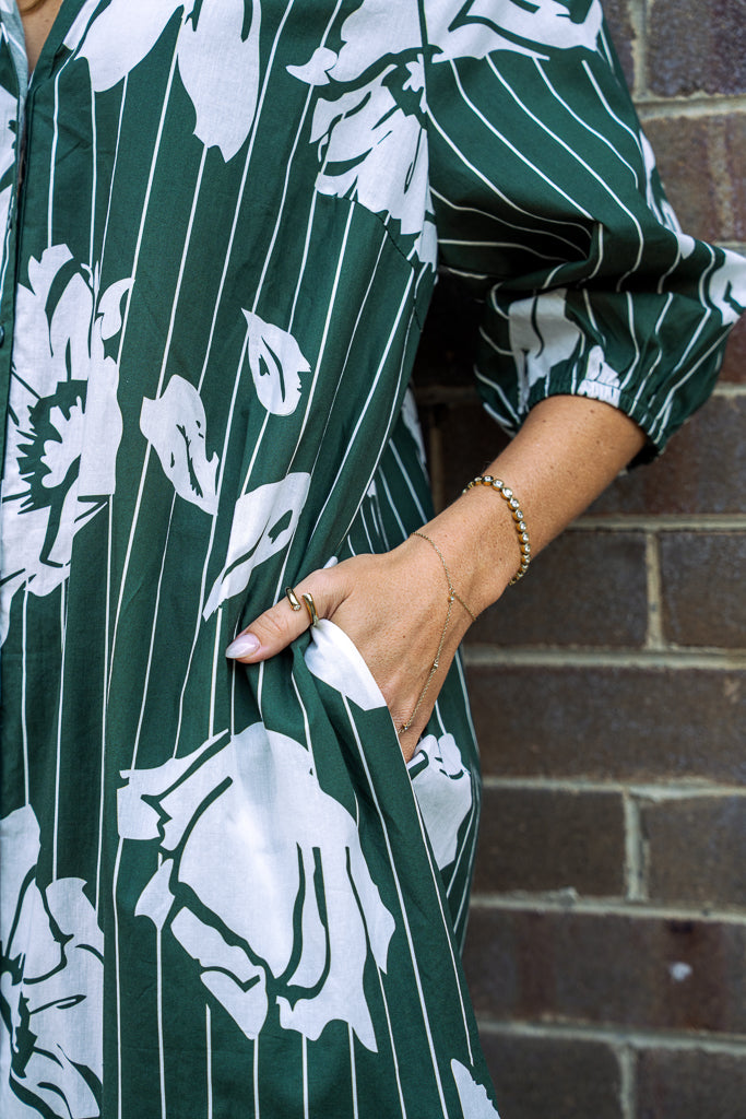 Keaton Midi Dress – Green Floral