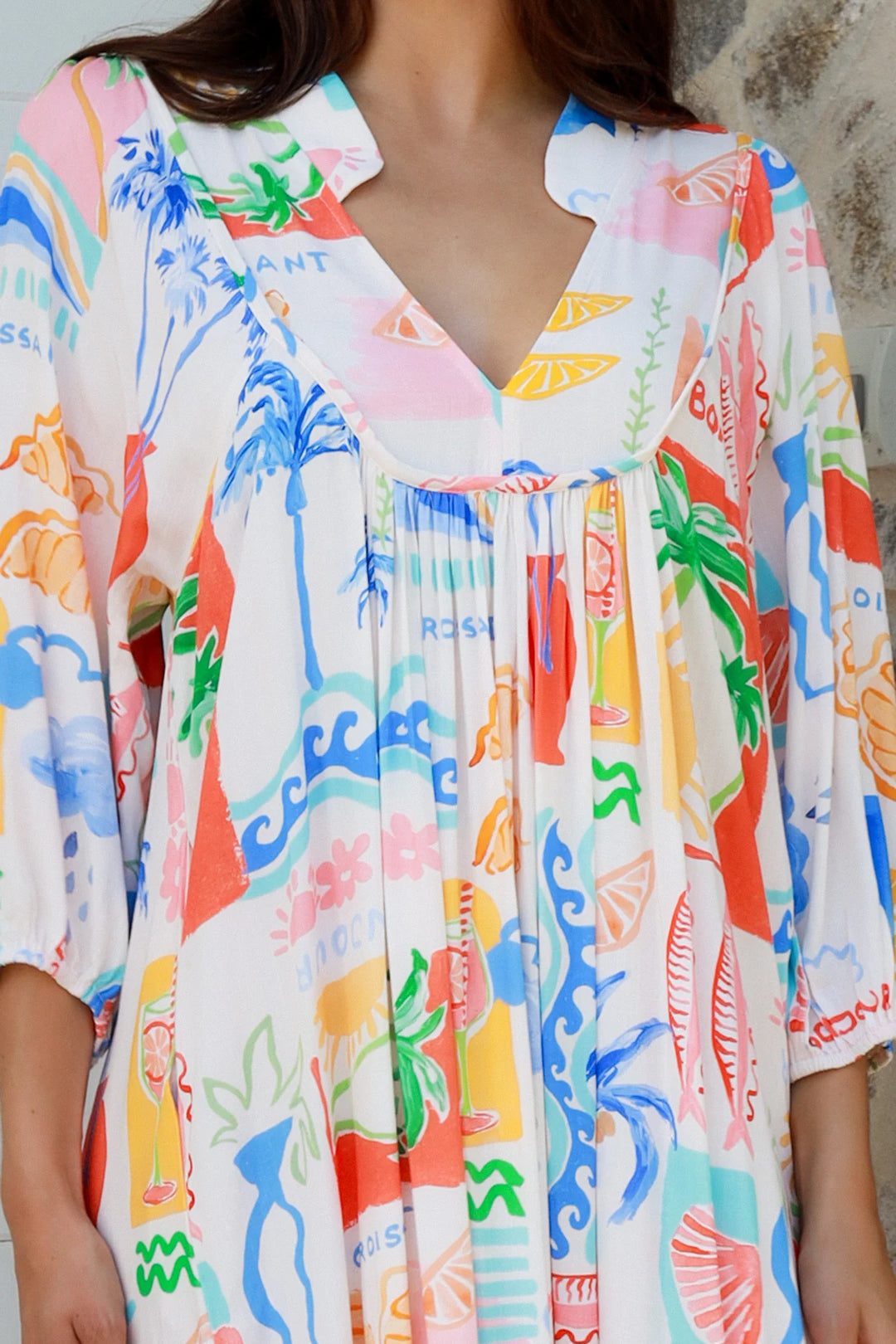 Keziah Midi Dress — White Bright Print