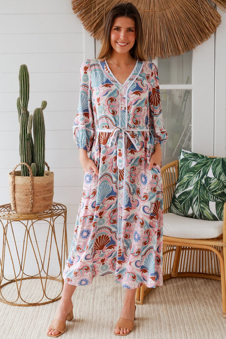 Kylie Midi Dress-Multi print