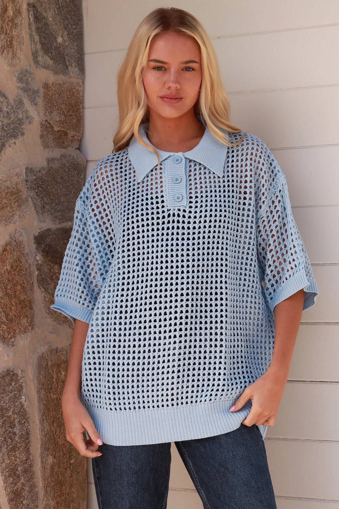 Luca Net Knit-Baby Blue