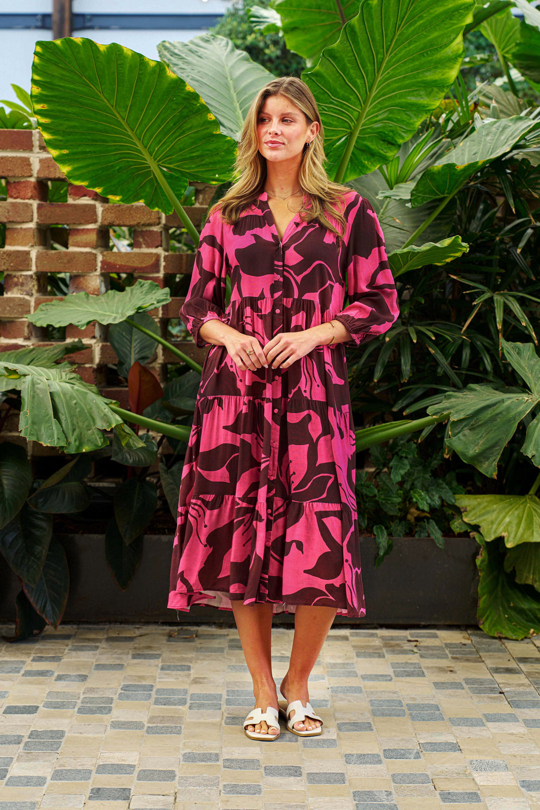 MAIZIE MIDI DRESS-Antique Fuchsia