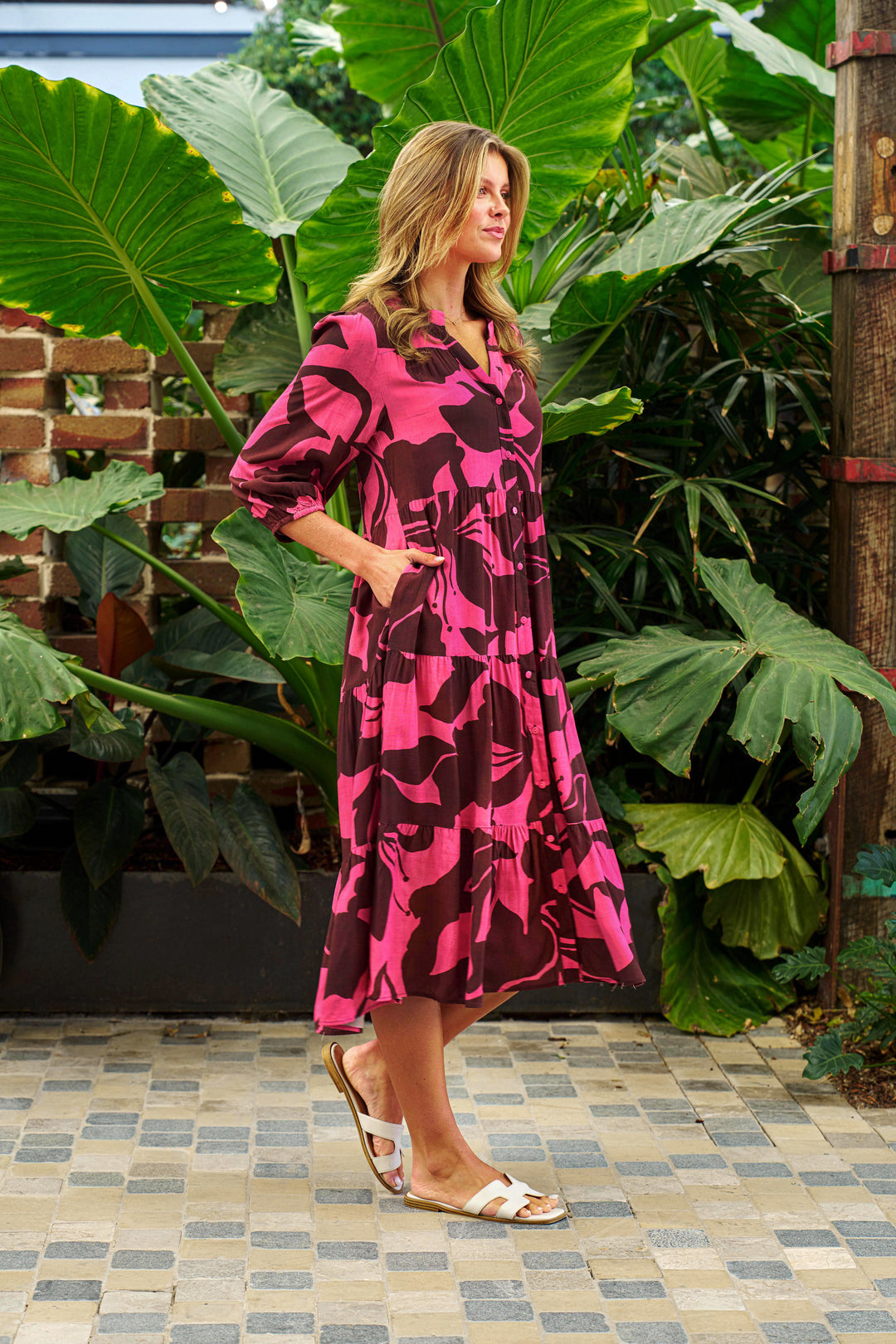 MAIZIE MIDI DRESS-Antique Fuchsia