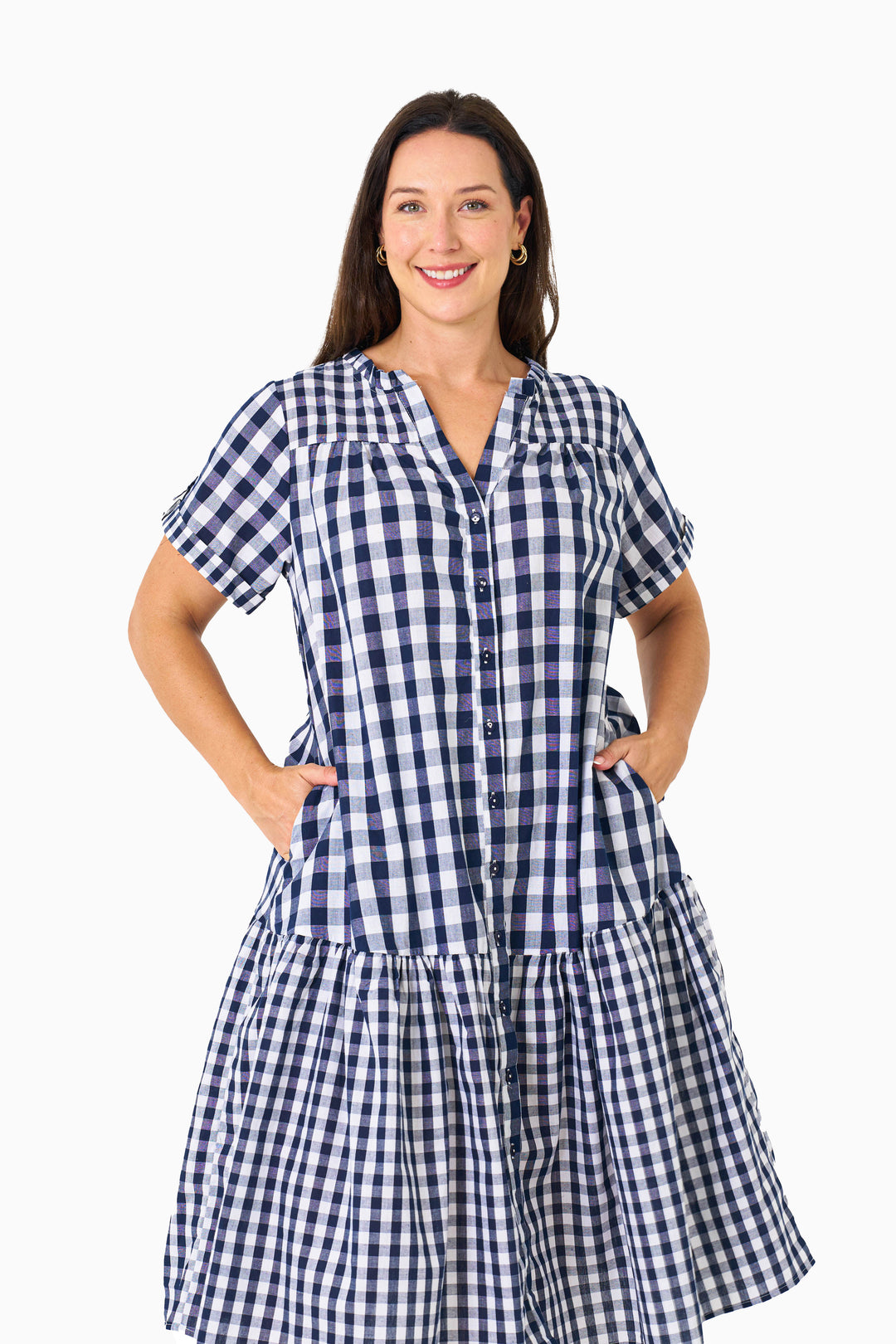 Mathews Dress - Navy Check