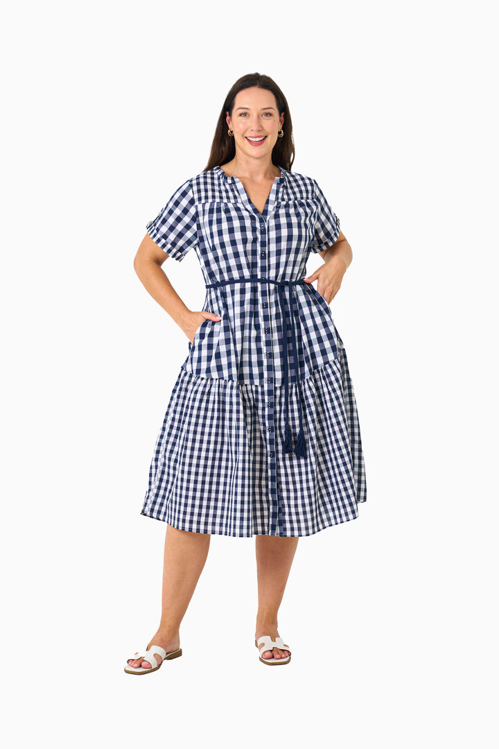 Mathews Dress - Navy Check