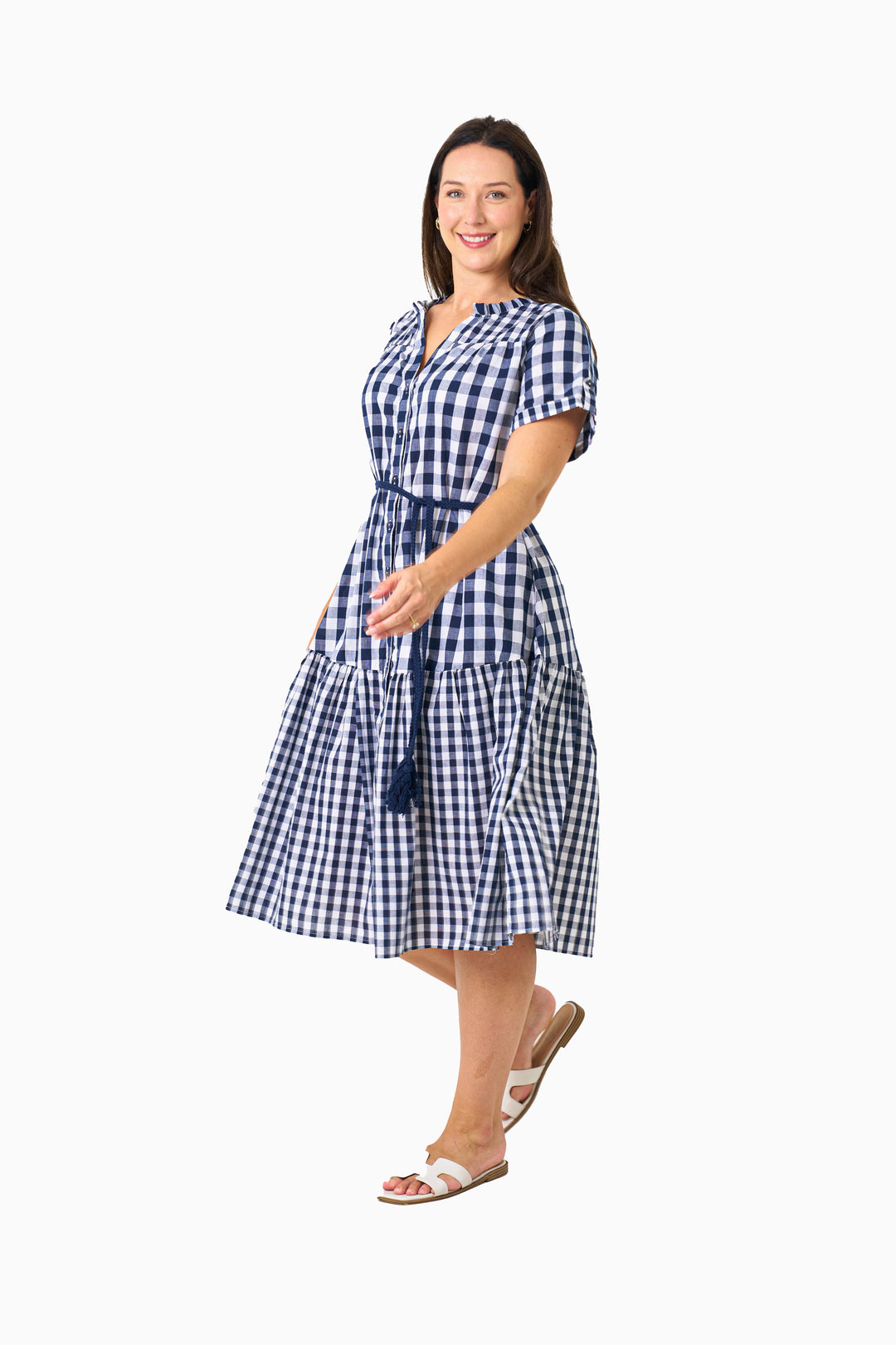 Mathews Dress - Navy Check