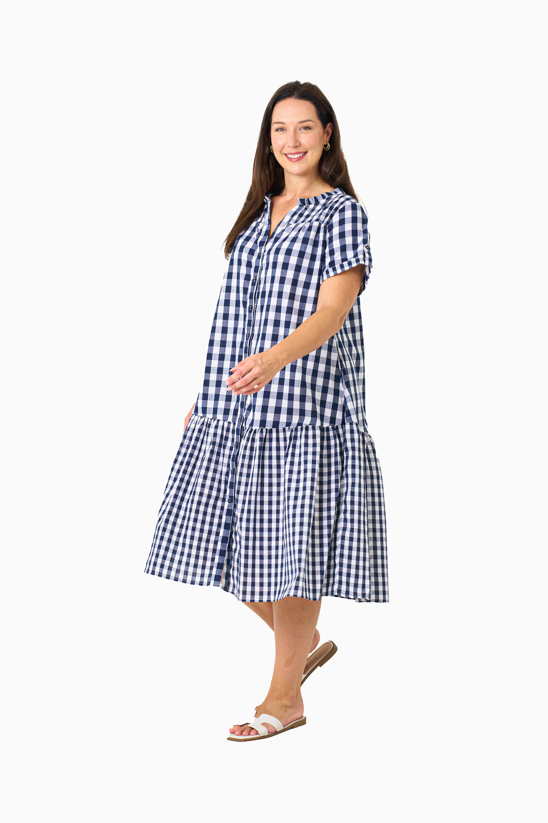 Mathews Dress - Navy Check
