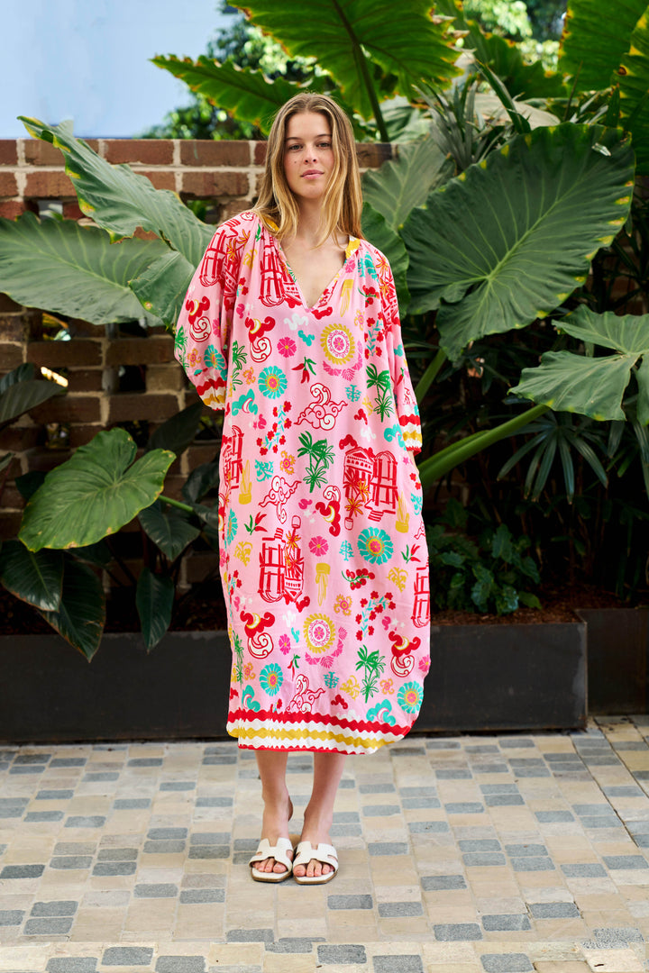 Mercedes Midi Dress-Pink