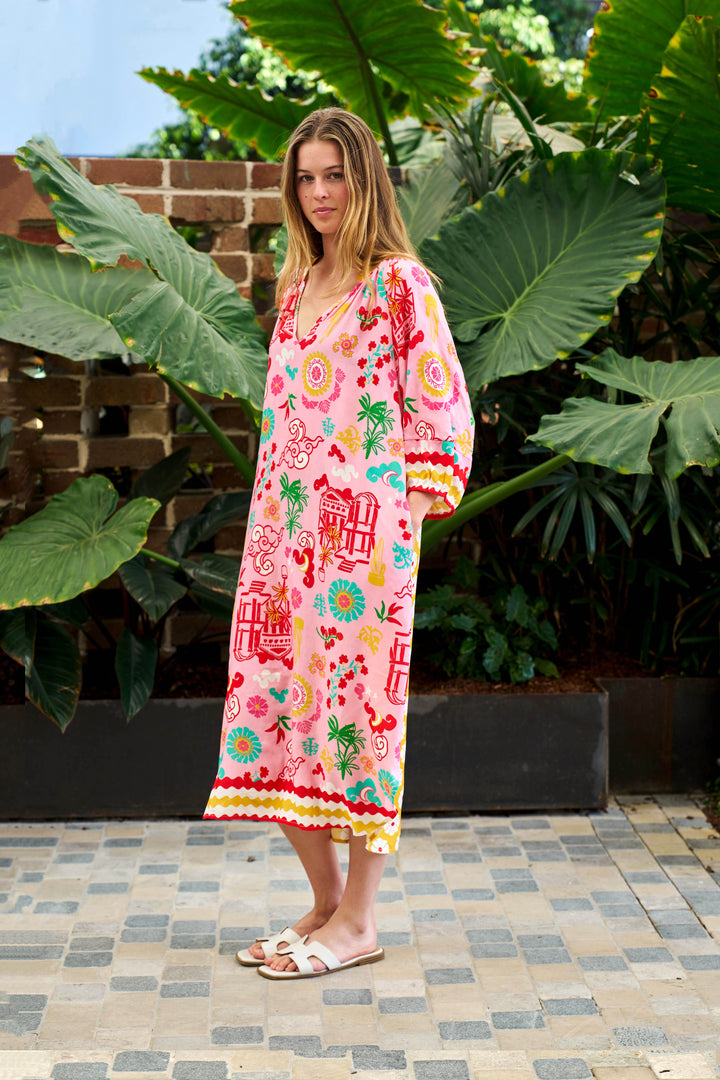 Mercedes Midi Dress-Pink