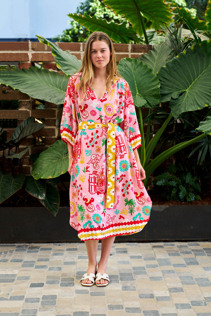 Mercedes Midi Dress-Pink