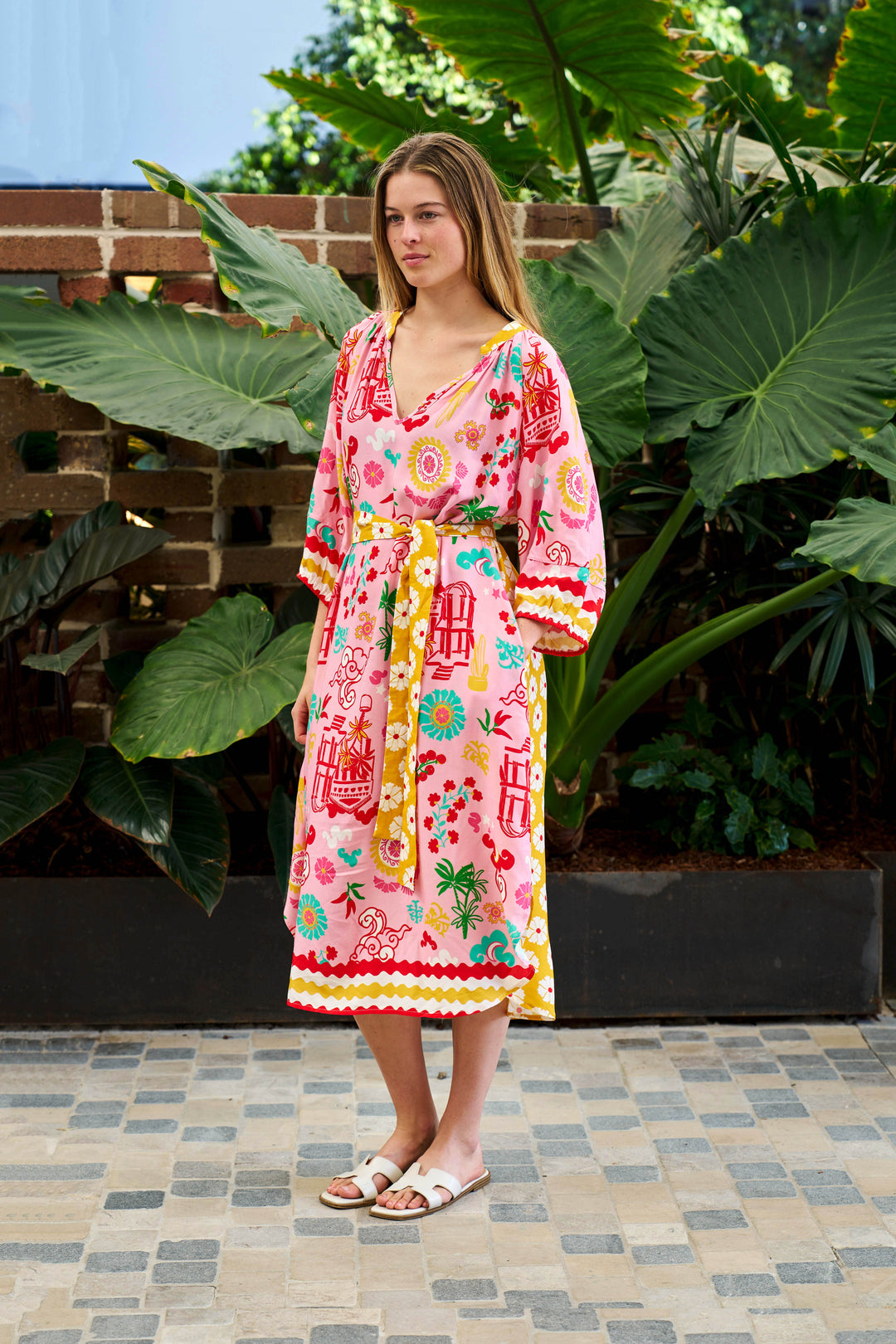 Mercedes Midi Dress-Pink